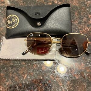 Ray-Ban Gold Frame Sunglasses with Brown Lenses RB 3682-NEW with case and cloth